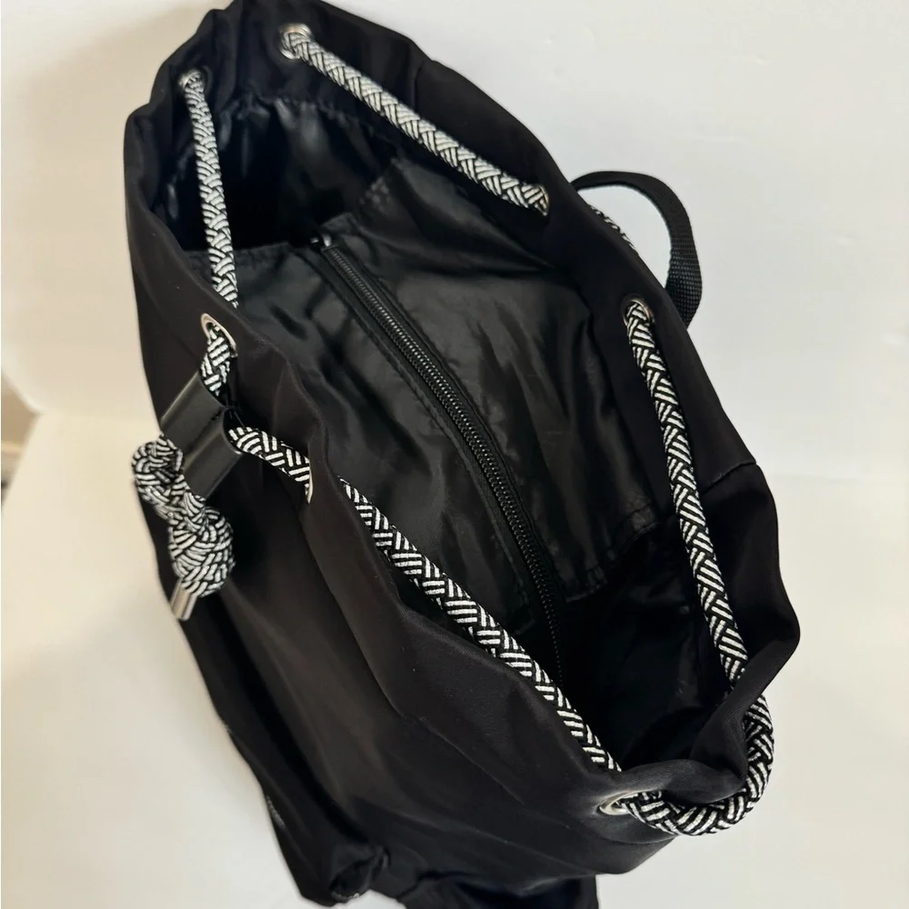 Versace Black Nylon Men's Backpack With Drawstring